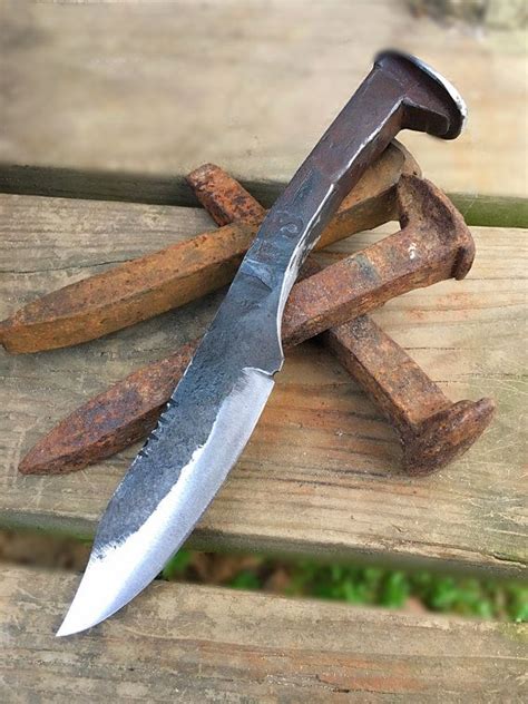 Railroad Spike Knife Hand Forged Knife Blacksmith Knife Unique Puukko