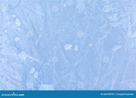 Empty Ice Rink With Skate Marks After The Session Outdoor Stock Image