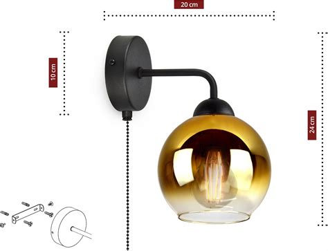 Lampa Luxolar Kinkiet Lampa Cienna Czarny Z Oty Z W Cznikiem Kw