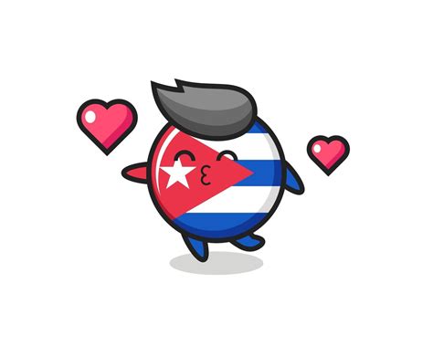 cuba flag badge character cartoon with kissing gesture 3268980 Vector ...