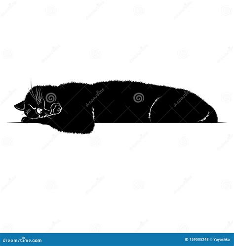 Black Silhouette of a Sleeping Cat Stock Vector - Illustration of ...