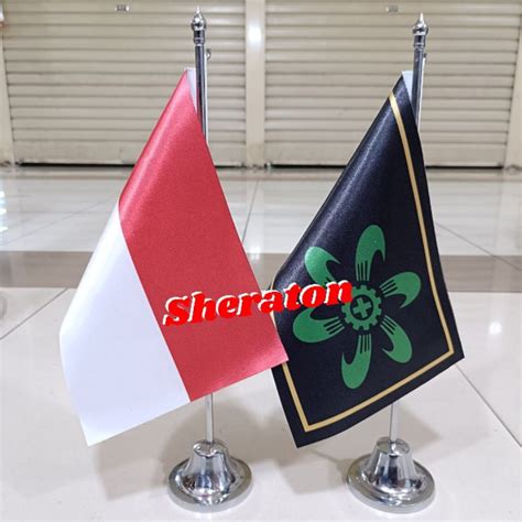 Jual Tiang Stenlis Meja Bendera K3 Terbaru Dasar Hitam Indonesia