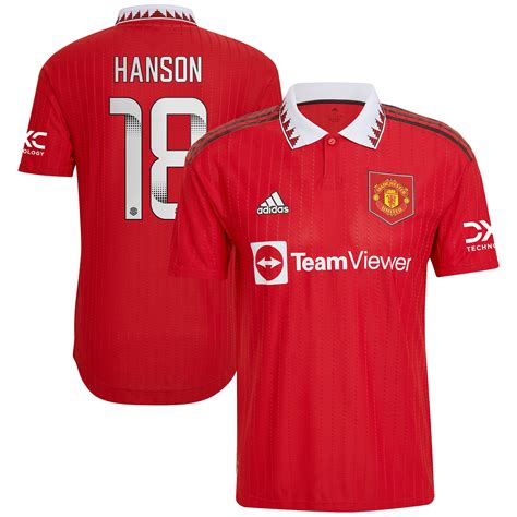 Manchester United Wsl Home Authentic Shirt With Hanson