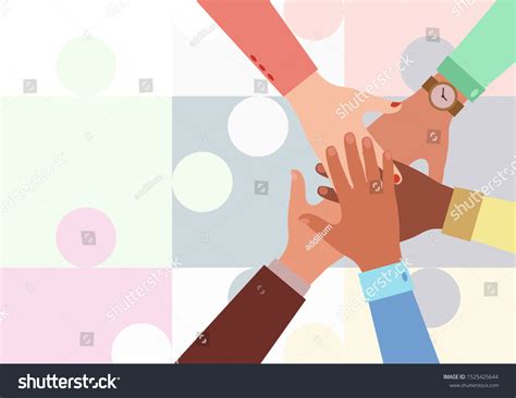 Hands Diverse Group People Putting Together Stock Vector Royalty Free