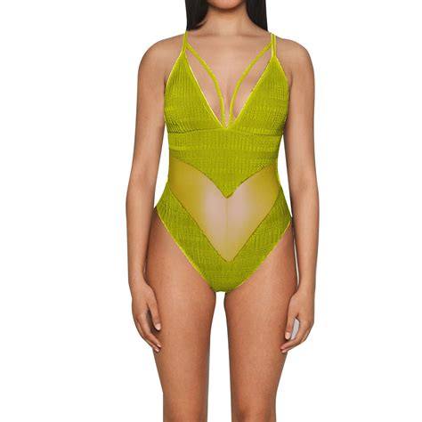 ANINEO Women Swimwear Mesh Bikini Sexy Backless V Neck Bikini Cozy Hawaii Summer Tropical