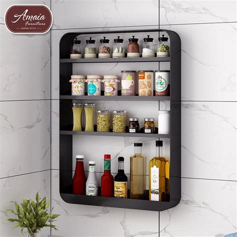 Amaia Furniture Modern Kitchen Organizer Wall Mounted Kitchen Shelves