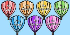 Days Of The Week On Hot Air Balloons Plain German Twinkl