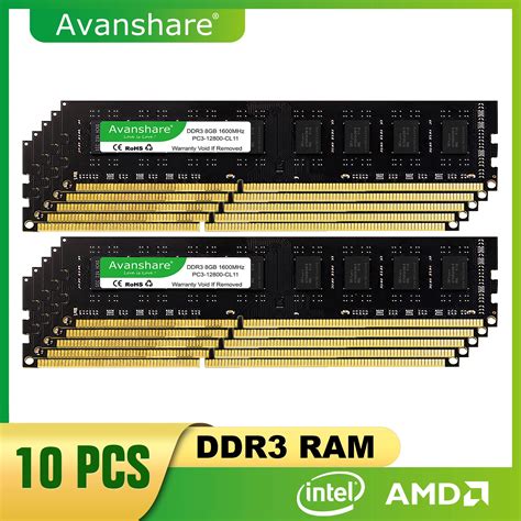 Avanshare 10Pcs Lot DDR3 4GB 8GB RAM 1333Mhz 1600MHz PC3 10600 12800