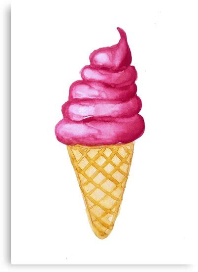 Watercolor Ice Cream Cone Soft Serve Ice Cream Canvas Prints By Colorsnack Redbubble