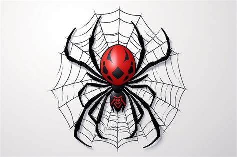 Spider Black Widow Cobweb Red Black Spider 3d Spiderweb Isolated White Background Scary