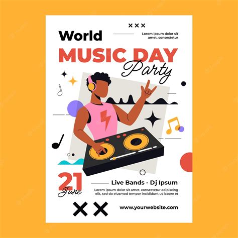 Free Vector Flat Vertical Poster Template For World Music Day Celebration