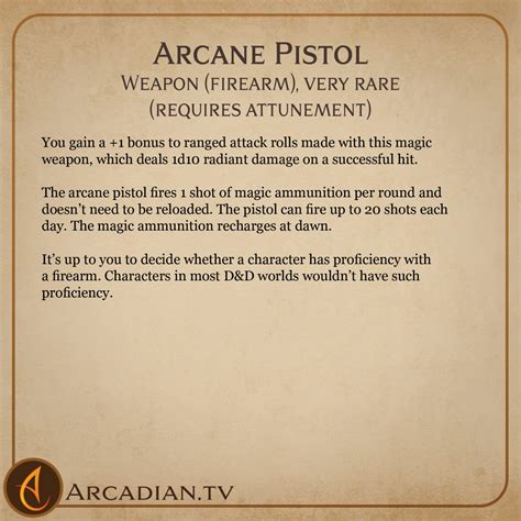 Arcane Pistol New Dnd Magic Firearm Arcadian Media