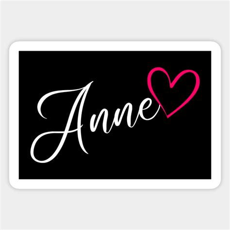 Anne Name Calligraphy Pink Heart Anne Name Sticker Teepublic