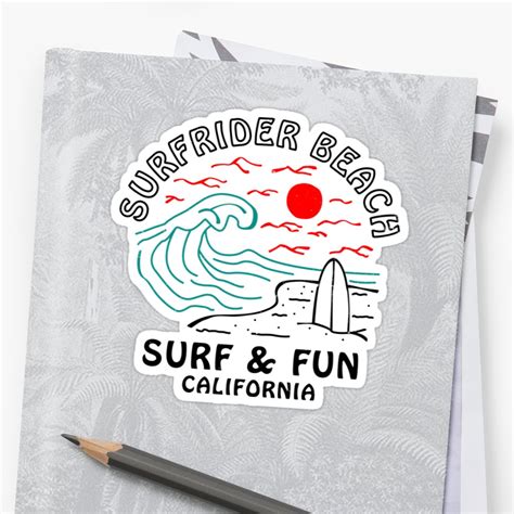 Vintage Surf California Surfing Beach Sticker Sticker By Tonyspencer Vintage Surf Surf