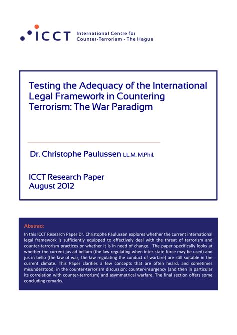 Pdf Testing The Adequacy Of The International Legal Framework In