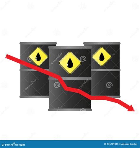 Concept Of Falling Oil Prices Barrels Petroleum And Arrow Vector