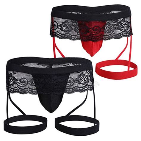 Lingerie Homme Dentelle String Bikini Sexy Gay Culotte Sexy Jarretière eBay