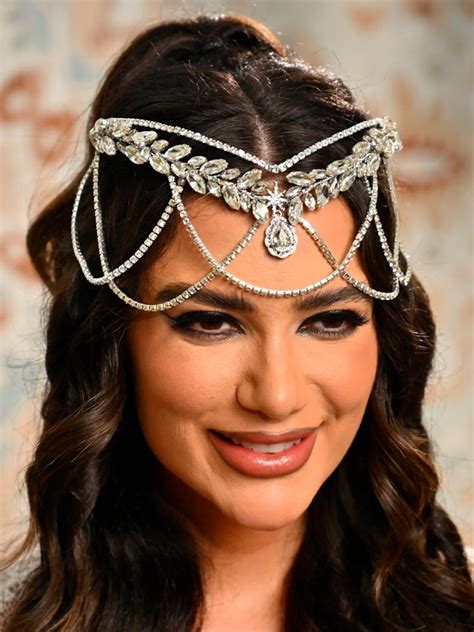 Aukmla Crystal Wedding Headband Rhinestones Tassel Bridal