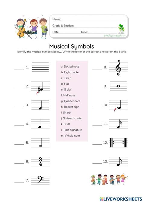 Musical Symbols Hunterwoodsph Worksheet Worksheet Live