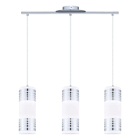 Eglo Bayman 2815 In W X 59 In H 3 Light Chrome Linear Pendant Light With Frosted White Glass