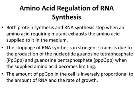 Amino Acid Regulation of RNA Synthesis