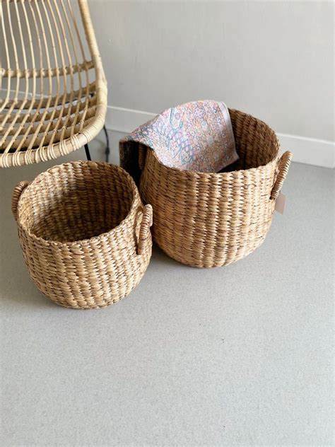 New Set Keranjang Anyaman Basket Water Hyacinth Eceng Handmade