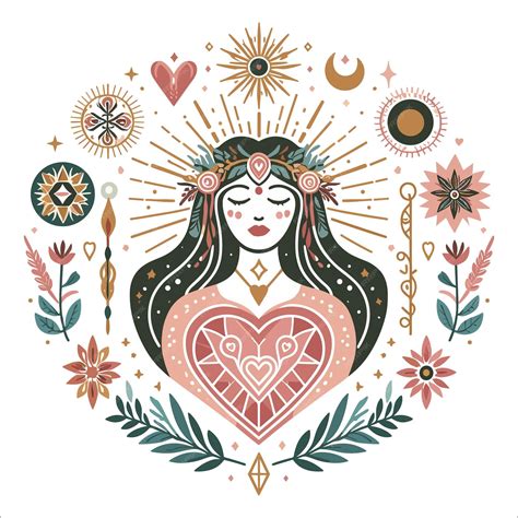 Premium Vector Boho Sacred Heart Reiki Magic Woman Mystical Symbol