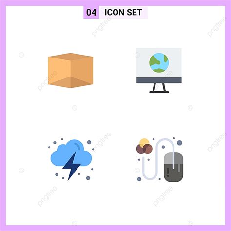 4 Universal Flat Icon Signs Symbols Of Box, Elements, Editable, Vector PNG and Vector with ...