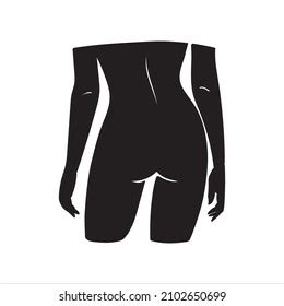 Black White Naked Woman Standing Backstock Stock Illustration