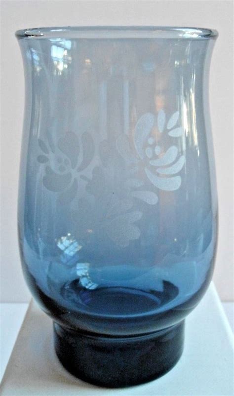 3 Pfaltzgraff Blue 14oz Yorktowne 5 1 4 Etched Cooler Tumbler Glasses