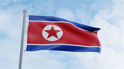 Realistic 3D rendering looping North Korea flag animation video ...