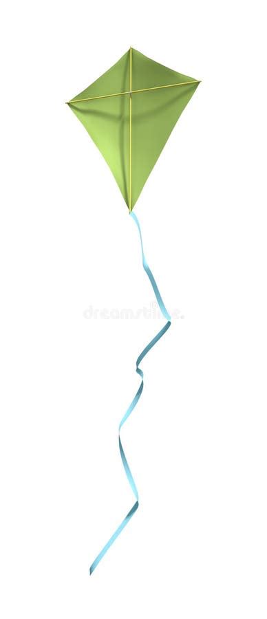 Green Kite Basic Simple Shapes Isolated on White Background, Geometric ...