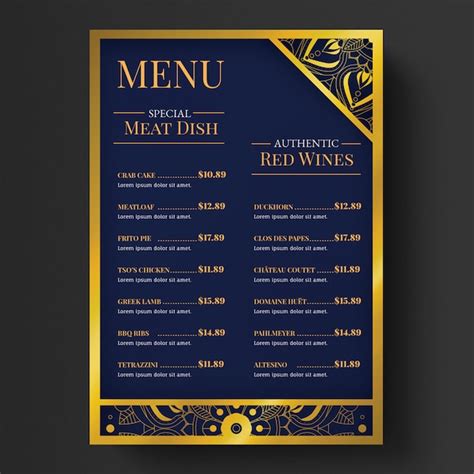 Premium Psd Elegant Luxury Menu Template