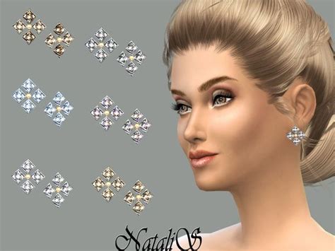 The Sims Resource Gentle Crystals Stud Earrings By NataliS Sims 4