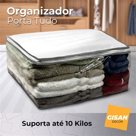 Organizador Porta Tudo Caixa Multiuso Ziper Guarda Roupas Cobertor