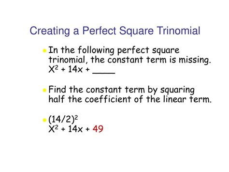 Creating Perfect Square Trinomial Ppt Download