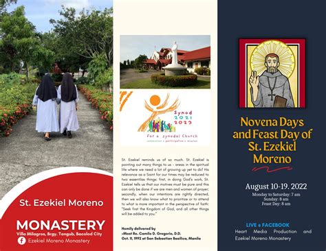 Invitation St Ezekiel Moreno Monastery Novena And Feast Day Schedule