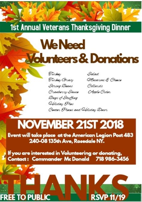 Thanksgiving Dinner Volunteers & Donations Needed – Jamaica 311