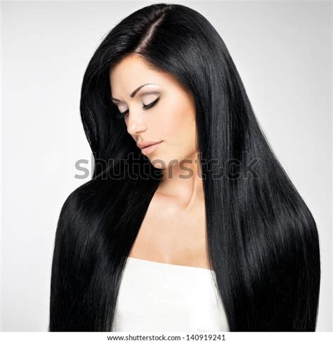 Portrait Beautiful Brunette Woman Long Straight Stock Photo Shutterstock