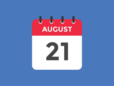 august 21 calendar reminder. 21th august daily calendar icon template ...