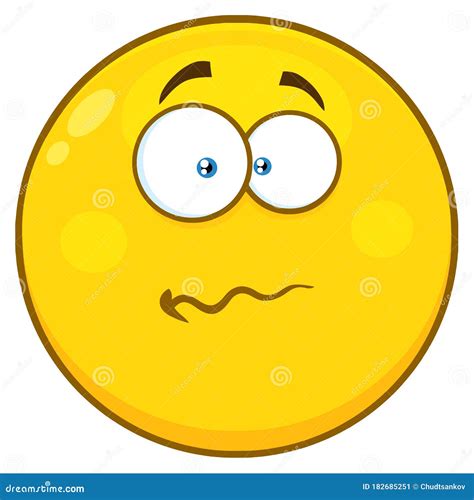 Nervous Yellow Cartoon Smiley Face Character With Confused Expression