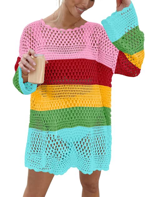 Prinbara Crochet Cover Up For Women Swimsuit Summer Bathing Suit Swim Hollow Out Bikini