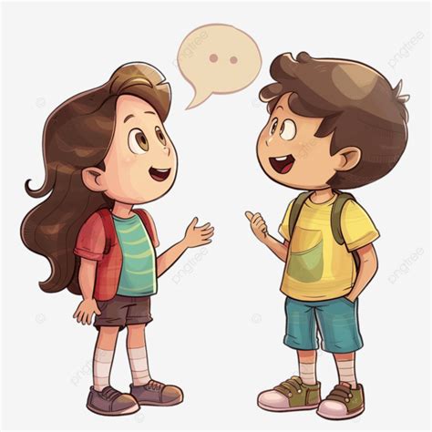 Two Kids Talking Cartoon Character, Child, Boy, Kids PNG Transparent ...