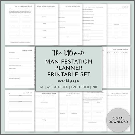 Manifestation Planner Printable Set Printable Planners