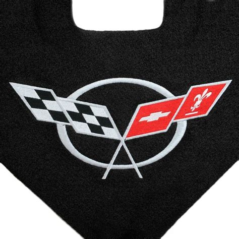 C5 Corvette Trunk Lid Liner With Cross Flag Embroidered Silver Emblem 3 Piece Kit Fits 98