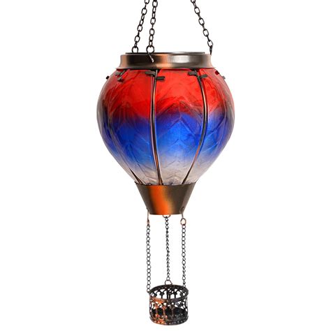 Pearlstar Hot Air Balloon Solar Lantern With Flickering Flame Light