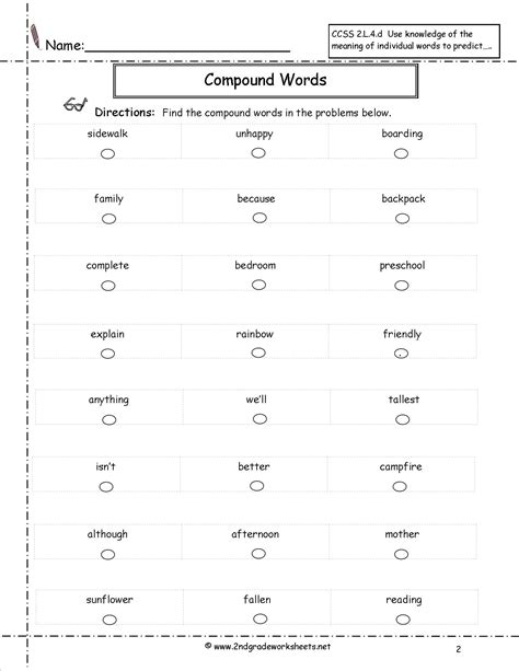 Free Printable Compound Word Worksheets - Printable Worksheets