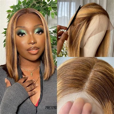 Lolydeer Blonde Highlight Bob Wig Human Hair Lace Front Wigs X X T