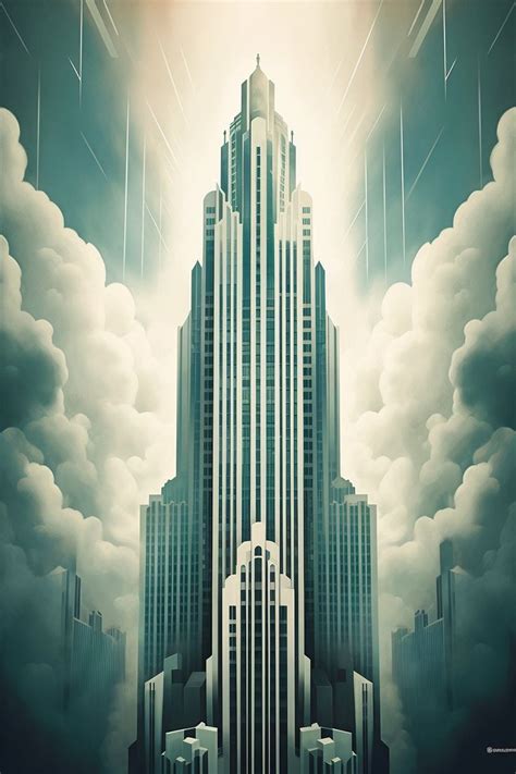 a very tall building surrounded by clouds in the sky