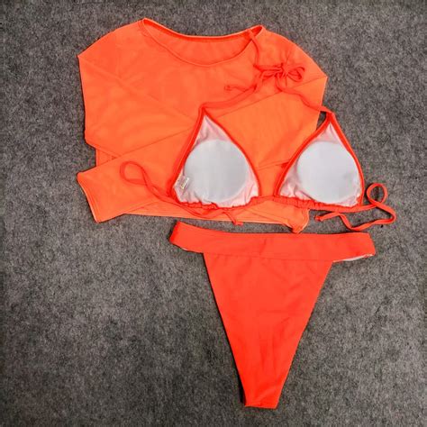 Three Pieces Swimwear Brazilian High Leg Cut Bikini Adults